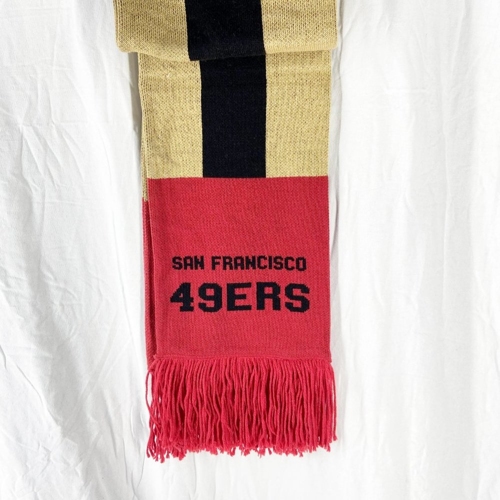 Mitchell & Ness NFL San Francisco 49ers Unisex Striped Scarf Full Size - Picture 3 of 3